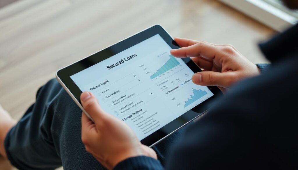 An image of a person reviewing their personal secured loan options on a tablet