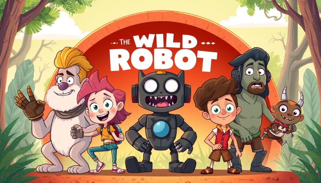 Generate an image of the voice cast of The Wild Robot